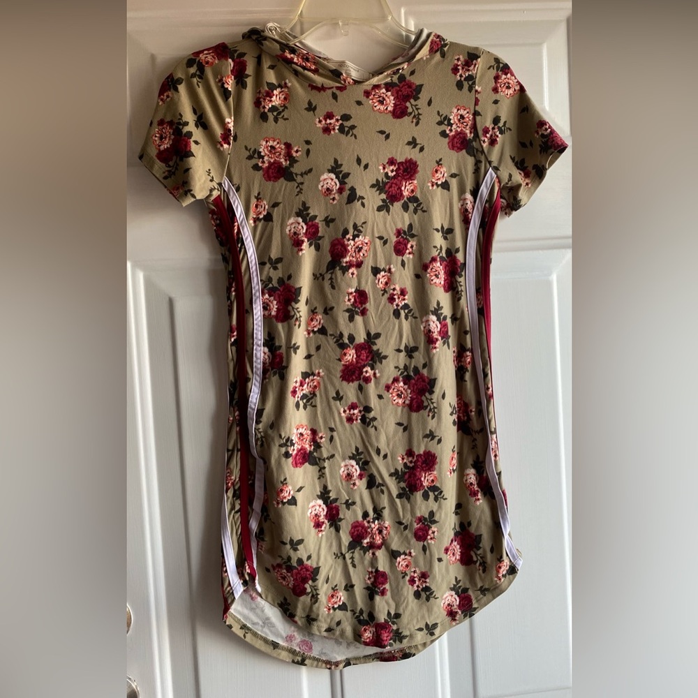 Floral Kids Casual Dress - Red and Green